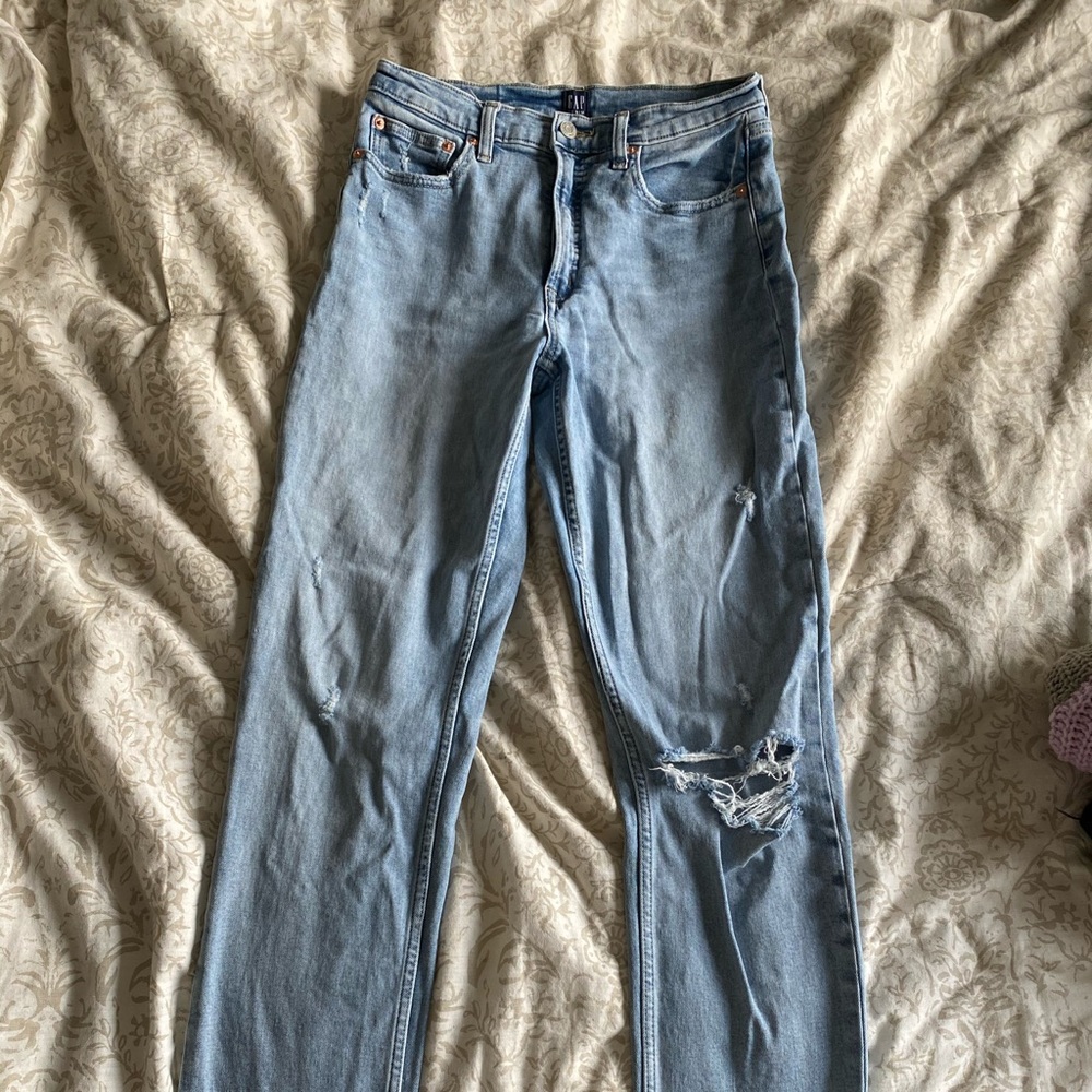Gap light wash high rise cigarette jean